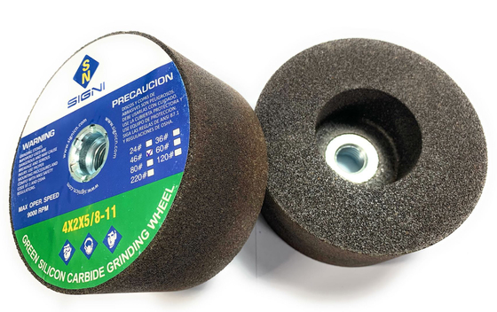 4 Inch Abrasive Green Silicon Carbide Grinding Stone With 5/8-11 Thread For Granite 4X2X5/8-11,46 Grit